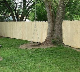 new privacy fence, diy, fences, how to, outdoor living, North side Eventually there will be flower beds planted here except for around the tree where my son s sensory swing is