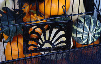 An outdoor Halloween birdcage
