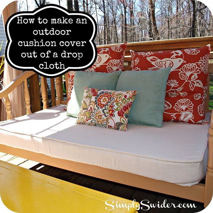 how to make an outdoor cushion cover out of a drop cloth, crafts, outdoor furniture, outdoor living, painted furniture, repurposing upcycling, After