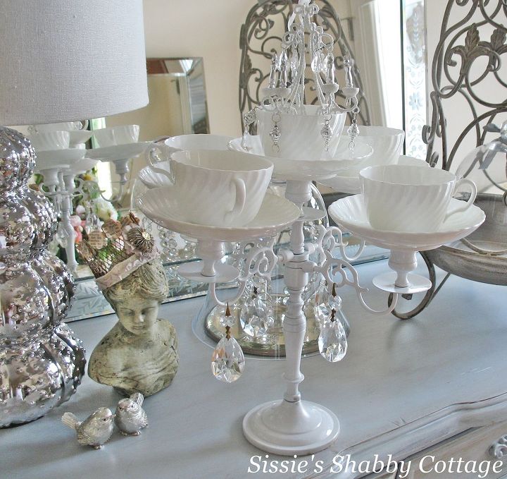 diy candlelabra, crafts, The bling in the center cup is a chandelier ornament