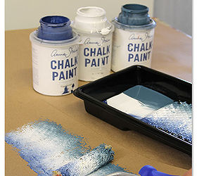 easy wall stencil how to use chalk paint to create a fabric effect, chalk paint, crafts, painted furniture, Roll a paint roller through Chalk Paint colors and offload slightly