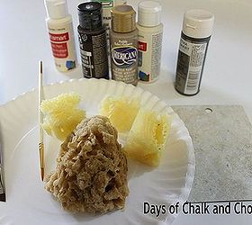how to paint your counters, countertops, diy, how to, painting, I used several sizes of natural sponges and a slim artist s brush to apply 6 7 colors of acrylic craft paint