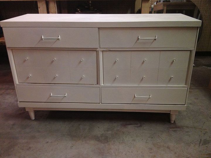 my first sale, painted furniture, Front view painted in Old White including the handles