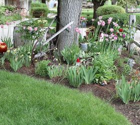 flower beds, flowers, gardening, One of the 1st flower beds Is a corner bed next to driveway