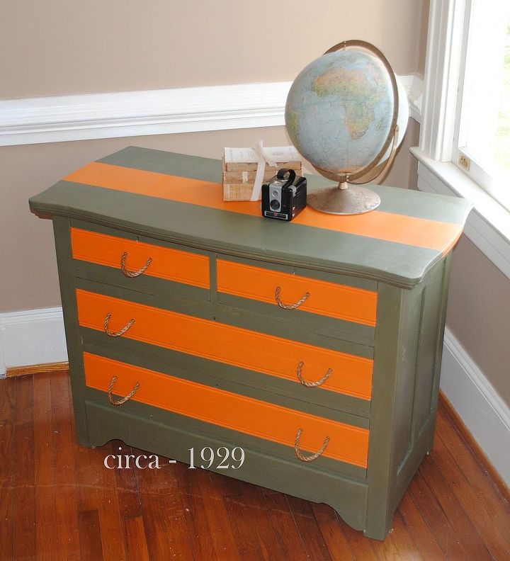 an army themed room for a army loving boy, bedroom ideas, painted furniture, A bit of green and orange and he wanted rope handles