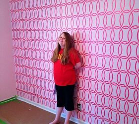 pretty in pink stenciled wall room makeover, bedroom ideas, home decor, paint colors, painted furniture, wall decor