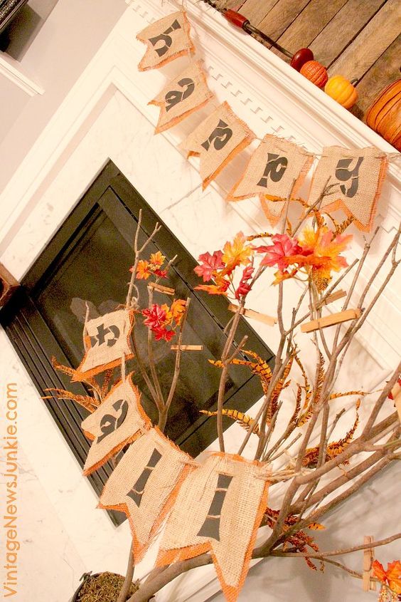 the no hot glue fall burlap banner, crafts, seasonal holiday decor