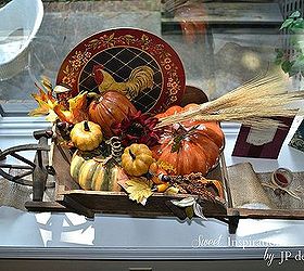 fall in my antique wheel barrow, repurposing upcycling, seasonal holiday decor