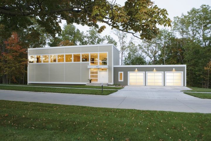 glass garage doors, Clopay Avante Collection White aluminum frame with frosted glass panels