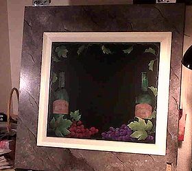 chalk boards by granart, chalkboard paint, crafts, kitchen cabinets, painting, repurposing upcycling, Wine Bottles Chalk Board by GranArt This is painted on a pocket door that faced my client s kitchen Next pic will show the side that faced their game room