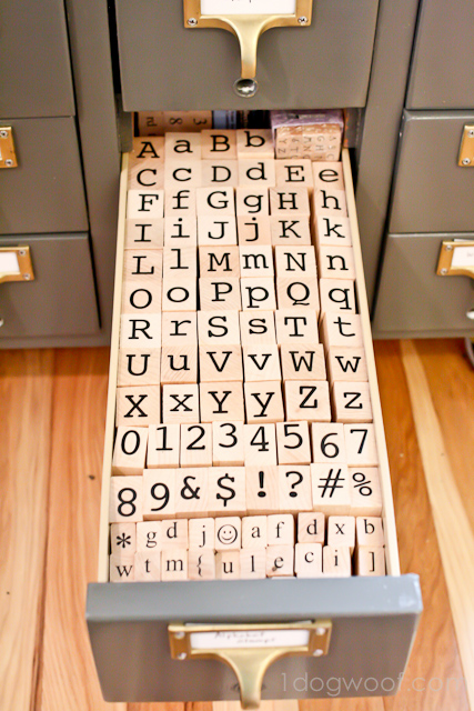 repurposed card catalog, painted furniture, repurposing upcycling, storage ideas, I love my alphabet stamps