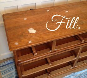 dresser makeover painting tutorial at livelovediy, painted furniture, Fill in all the nicks