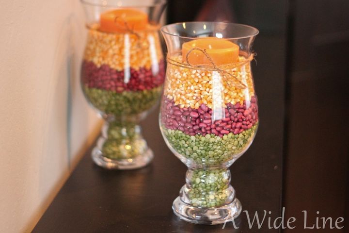 fall decorating, crafts, seasonal holiday decor, Even I can make these Two fall hurricane vases for less than 15