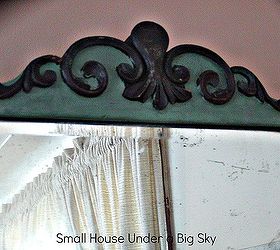 transforming vintage furniture that is both stained and painted, chalk paint, painted furniture, This vintage mirror boosts dark stain on the carved top and chalk paint filling in the rest Both finishes are hand waxed