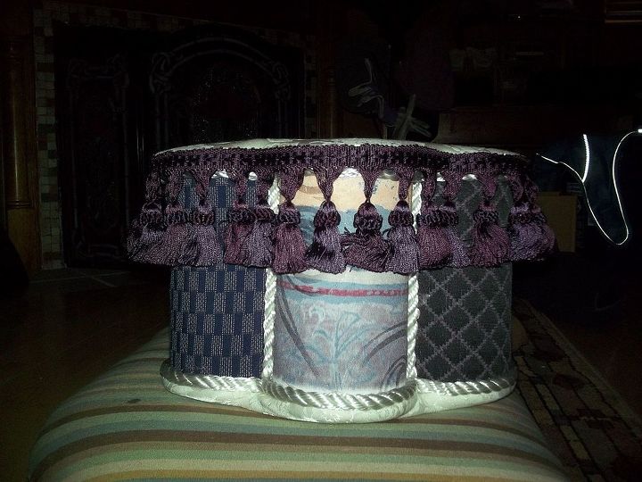 purple joy i recycled juice cans into a foot stool, The other side all finished pretty and purple