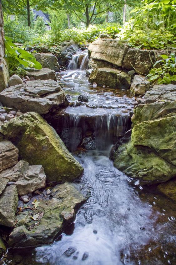 wandering waterfall in the burbs, landscape, outdoor living, ponds water features