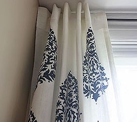 embellish your windows with stenciled curtains, home decor, painting, window treatments, windows
