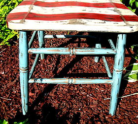 patriotic chair decor, chalk paint, painted furniture, I glazed it with Valspar s Antiquing Glaze and sealed it with Annie Sloan s Clear Wax