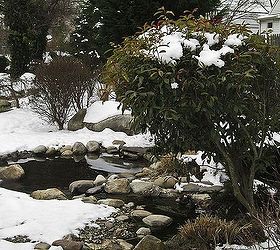 winter water features, ponds water features, Winterscape at Lentzcaping
