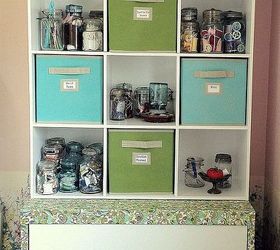 craft hutch, cleaning tips, mason jars, painted furniture, repurposing upcycling, shelving ideas, storage ideas, Craft Hutch from old lateral file cabinet and a 9 cube Organizational Shelf from Target