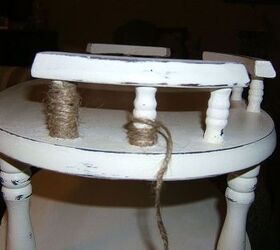 sisal twine amp a table remake, chalk paint, painted furniture, Distressed waxed and ready to add sisal twine to the spindles
