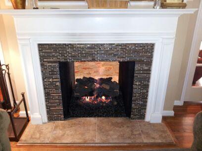 ideas for fireplaces, fireplaces mantels, Glass Mosaic Fireplace