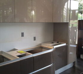 new showroom displays, home decor, kitchen design, kitchen island, Artika line in two tone lacquer
