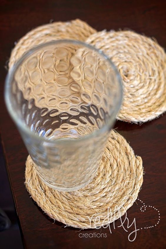 diy sisal coasters, crafts, There you have them
