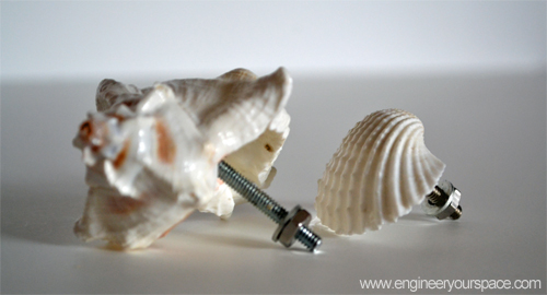 diy decorative shell dresser knobs, crafts, painted furniture, DIY decorative shell dresser knobs