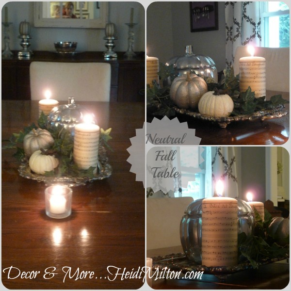 neutral fall table, seasonal holiday decor
