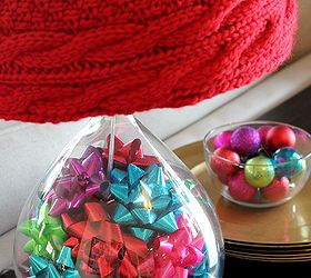 easy no sew diy lampshade cover using a scarf, crafts, lighting, seasonal holiday decor, I added gift bows to the glass lamp bases for even more pops of color