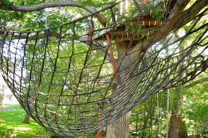 inexpensive alternative to playground equipment, outdoor living, This is a closer look at the net We call it the kid catcher Once the neighborhood kids found this they were all over it