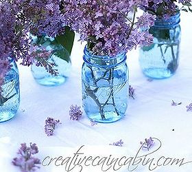 lilac s, gardening, Lilac s in 100 year anniversary ball blue canning jars