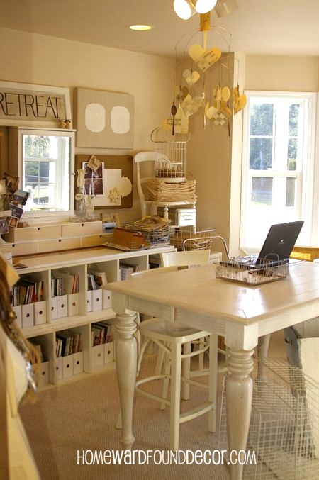 your office can be beautifully organized on the cheap, home decor, organizing, my former office studio as seen on Vintage Indie blog