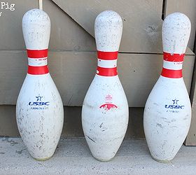 bowling pin ghosts, crafts, halloween decorations, painting, seasonal holiday decor, The before shot of my old bowling pins