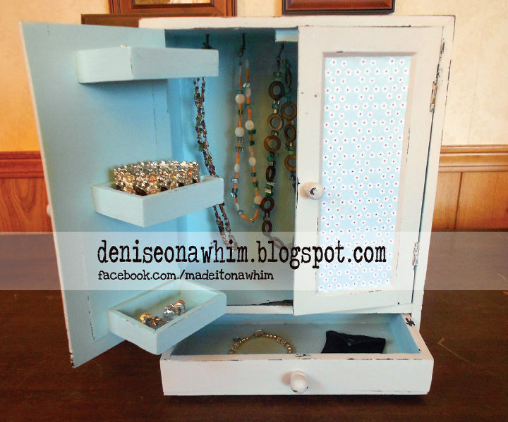 goodwill find turned romantic jewelry armoire, cleaning tips, painted aqua on the inside