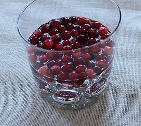natural christmas holiday table centerpiece, christmas decorations, seasonal holiday decor, A cup of cranberries