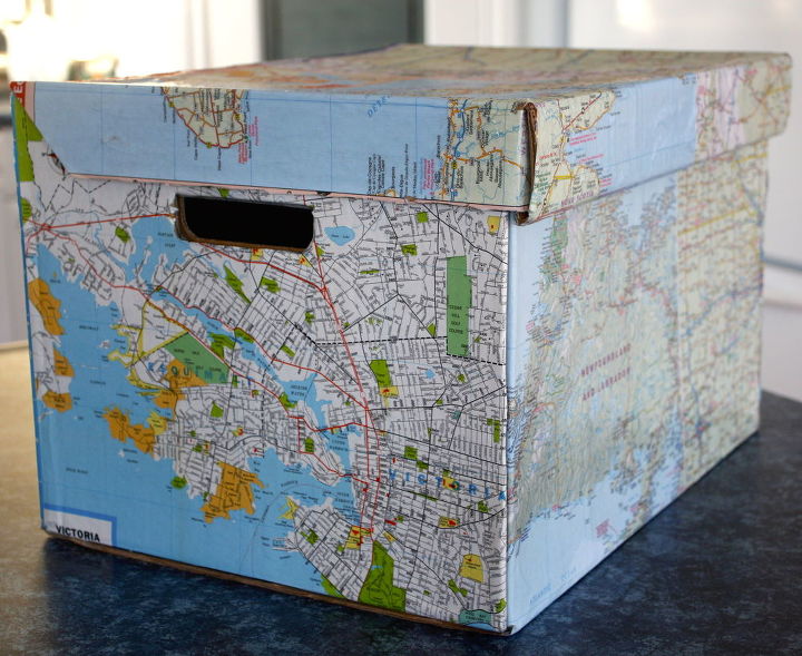 decoupage a file box, crafts, decoupage, repurposing upcycling, File Box for my hubby s office storage