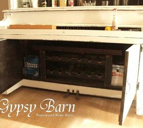 re purposed piano, diy, how to, painted furniture, repurposing upcycling, The bottom board was removed and cut in half with hardware added and a new lower shelving base LOTS of great storage now