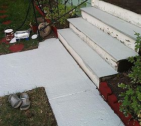painting a front walk, I even painted the steps with this paint this paint is a heavier paint the other paints I think it has sand mixed in to it