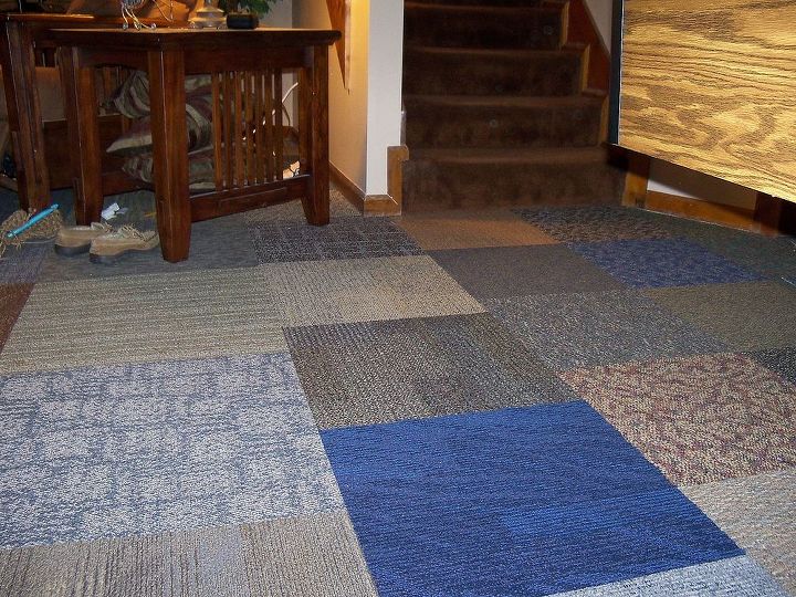 carpet squares in basement, basement ideas, flooring, home decor