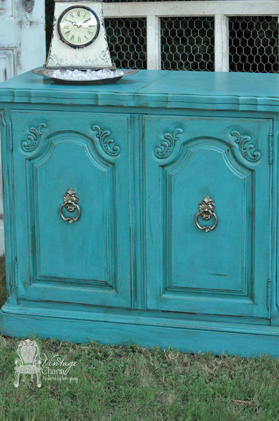 french country server with a pop of color, painted furniture, Custom mix of Maison Blanche Vintage Colette and French Blue