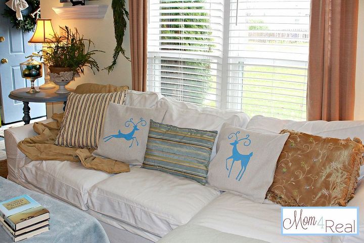 reindeer silhouette pillows dropcloth pillows, crafts, The most inexpensive way to spruce up your sofa