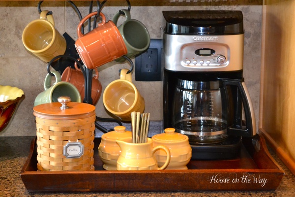 create a coffee station in your kitchen, home decor, kitchen design, Coffee station arranged on a tray for complete organization