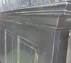 onyx black and chelsea gray distressed 100 yr old door headboard, painted furniture, repurposing upcycling
