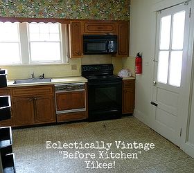 tips on creating a vintage modern kitchen, home decor, kitchen backsplash, kitchen design, The Before it s a 100 year old house but somebody did one heck of a 70 s reno before I got to it See the entire kitchen here