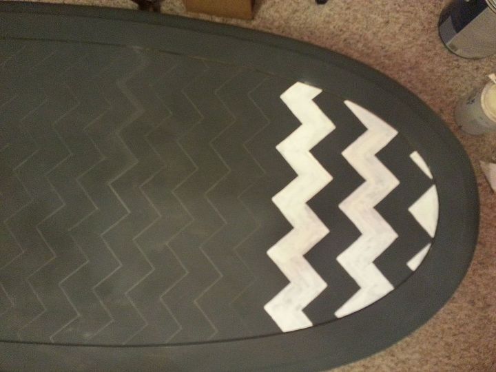 chevron coffee table, chalk paint, painted furniture, A bit tedious process with drawing the pattern then painting it