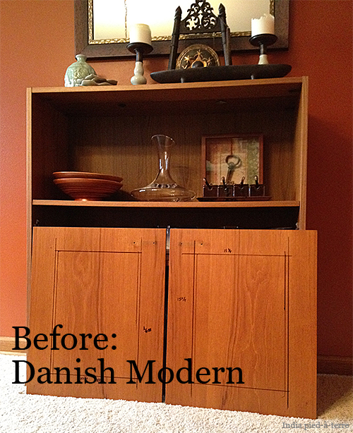 diy cabinet makeover from danish modern to antique chinese, kitchen cabinets, painted furniture, Before It was in extreme danger of being put out for the dumpster divers