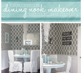 a rabat stenciled dining nook makeover, home decor, kitchen design, painting, wall decor