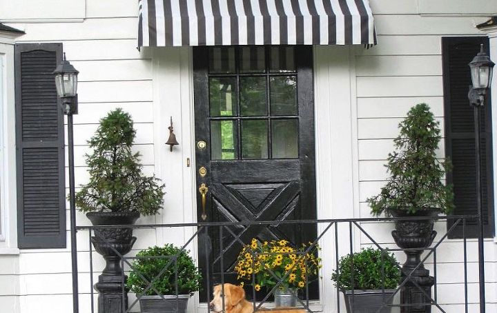 diy striped awning, curb appeal, diy, how to, DIY Black and White Striped Awning above our front door